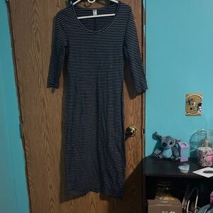 Old Navy Black and White Striped Maxi Dress
